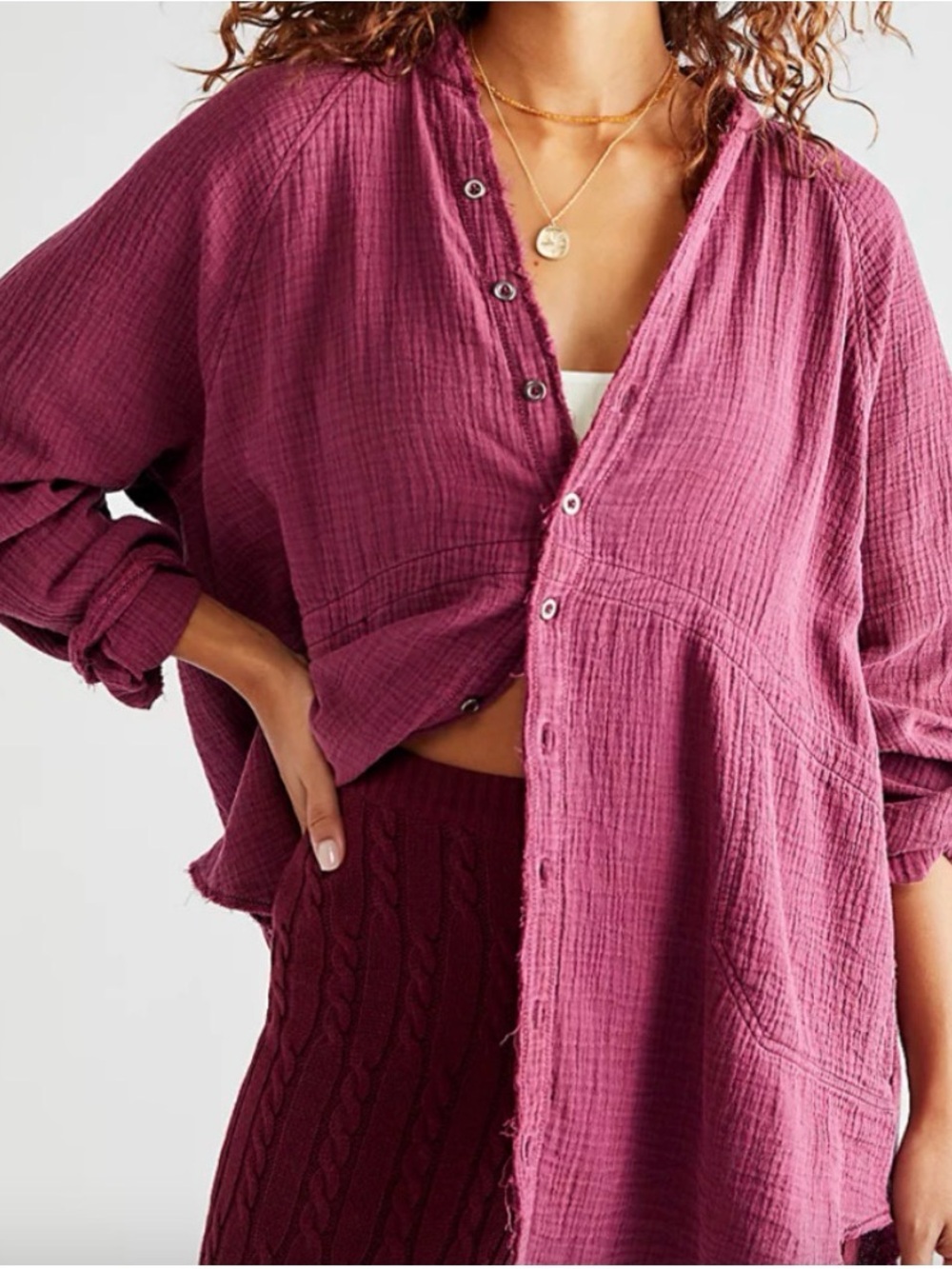 We The Free Summer Daydream Buttondown shirt Size L - Picture 4 of 4